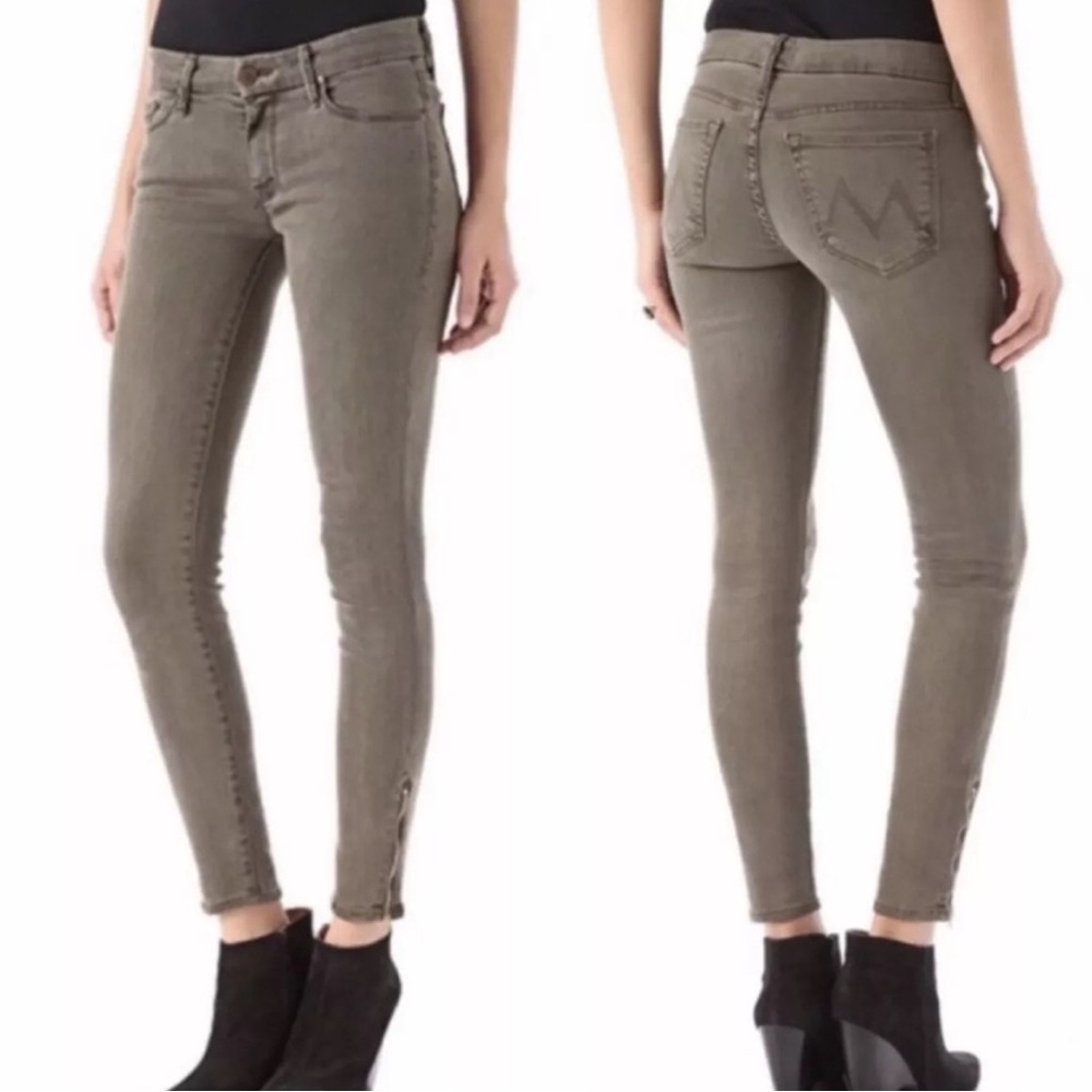 Mother High Waisted Looker Pop! Sherwood Forest vintage green grey wash jeans 25